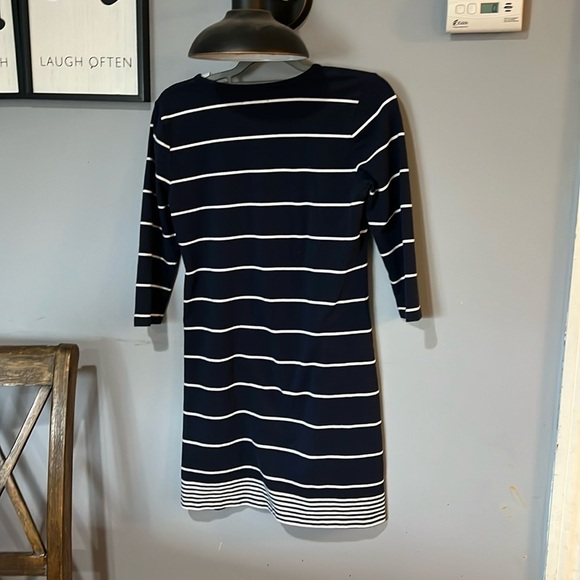 Nautica Navy & White Striped 3/4 Sleeve Dress Size Medium - Picture 4 of 8